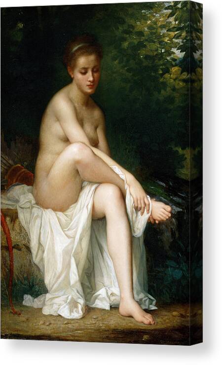 Charles Zacharie Landelle. Ismenie Nymph Of Diana Canvas Print featuring the painting Ismenie Nymph of Diana by Charles Zacharie Landelle