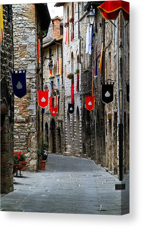 Flags Canvas Print featuring the photograph Italian Street Flags by Roger Mullenhour