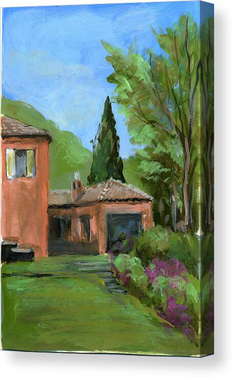 Landscape Canvas Print featuring the painting Italy001 Somewhere in Sicily by Silvana Siudut