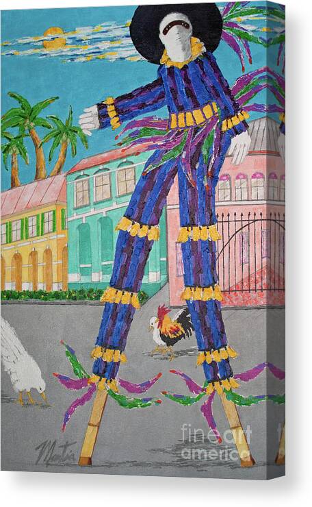Stilt Walkers Canvas Print featuring the painting J ouvert Morning by Art Mantia