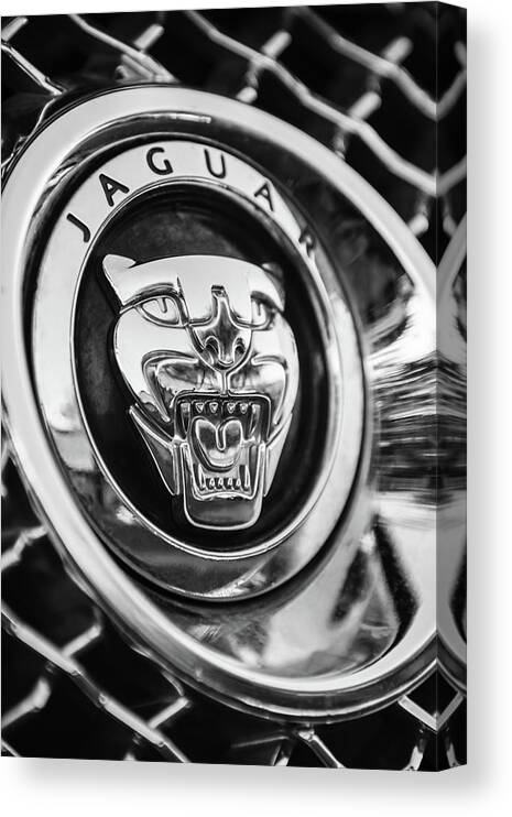 Jaguar Emblem Canvas Print featuring the photograph Jaguar Emblem -0028bw by Jill Reger