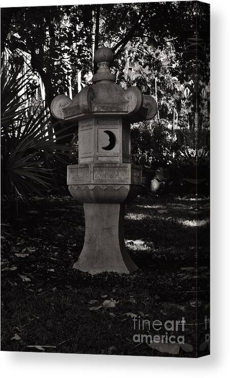 Ishidoro Canvas Print featuring the photograph Japanese Stone Lantern in BW by Craig Wood