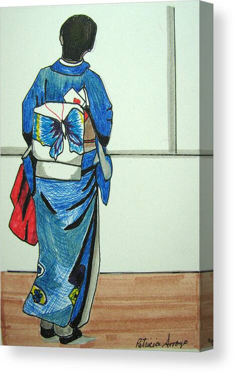 Japonese Culture Canvas Print featuring the drawing Japonese Girl by Patricia Arroyo