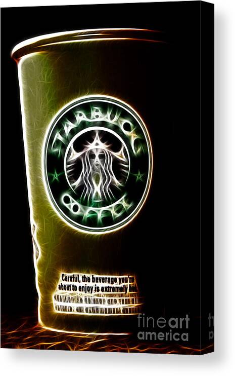 Coffee Canvas Print featuring the photograph Java Jolt . The Beverage You Are About To Enjoy Is Extremely Hot by Wingsdomain Art and Photography
