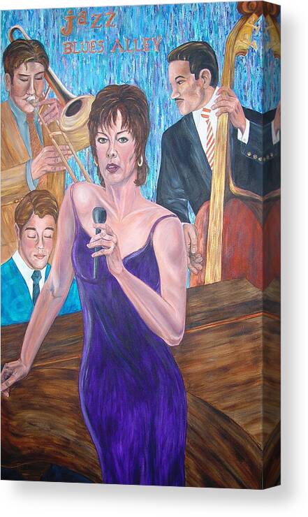Music Canvas Print featuring the painting Jazz lady by Bonnie Peacher