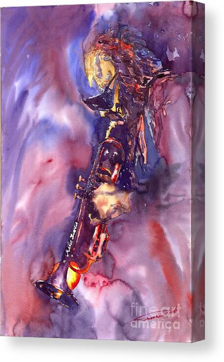 Davis Canvas Print featuring the painting Jazz Miles Davis ELECTRIC 3 by Yuriy Shevchuk
