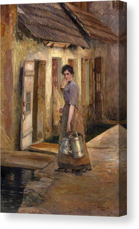 Franz Skarbina Canvas Print featuring the painting Jeanette by Franz Skarbina
