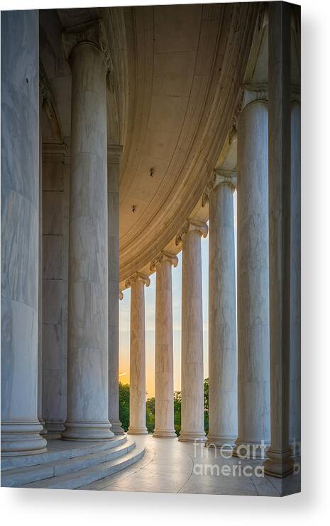 America Canvas Print featuring the photograph Jefferson Memorial Dawn by Inge Johnsson