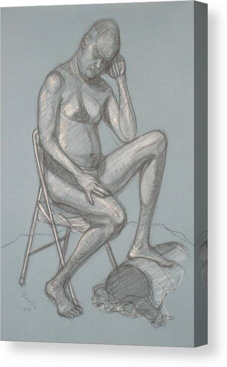Realism Canvas Print featuring the drawing Joey Seated 5 by Donelli DiMaria