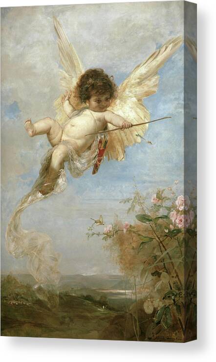 Cupid Shoots With His Bow Canvas Print featuring the painting Julius Kronberg by MotionAge Designs
