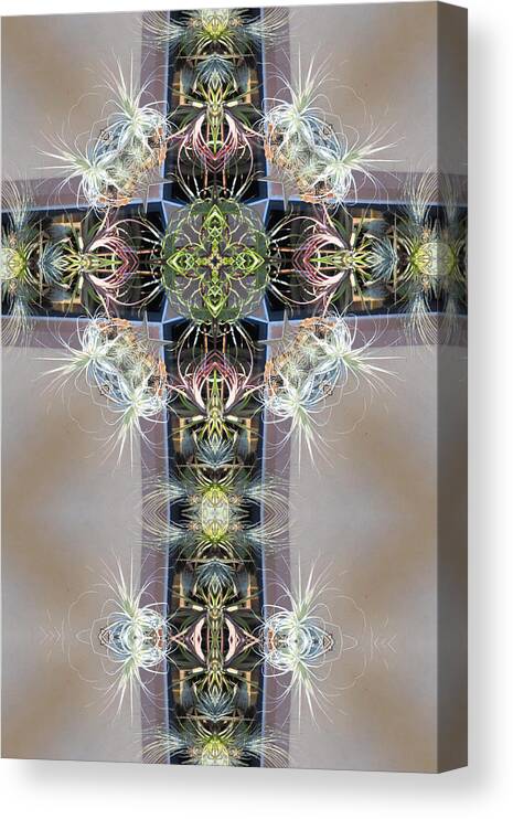 Kaleidoscope Canvas Print featuring the digital art Kaleidoscope Cross by Frances Miller