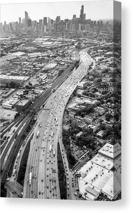 3scape Canvas Print featuring the photograph Kennedy Expressway and Chicago Skyline by Adam Romanowicz
