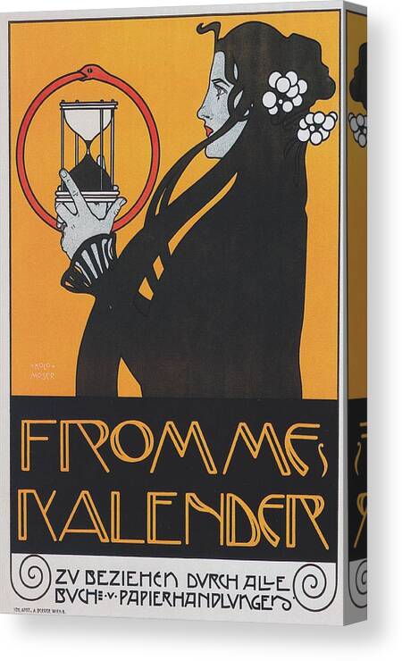 Poster Canvas Print featuring the painting Koloman Moser Plakat fur Frommes Kalender 1899 by Vincent Monozlay
