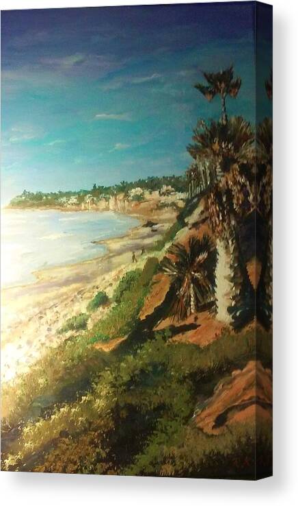  Canvas Print featuring the painting La Jolla Beach by Ray Khalife