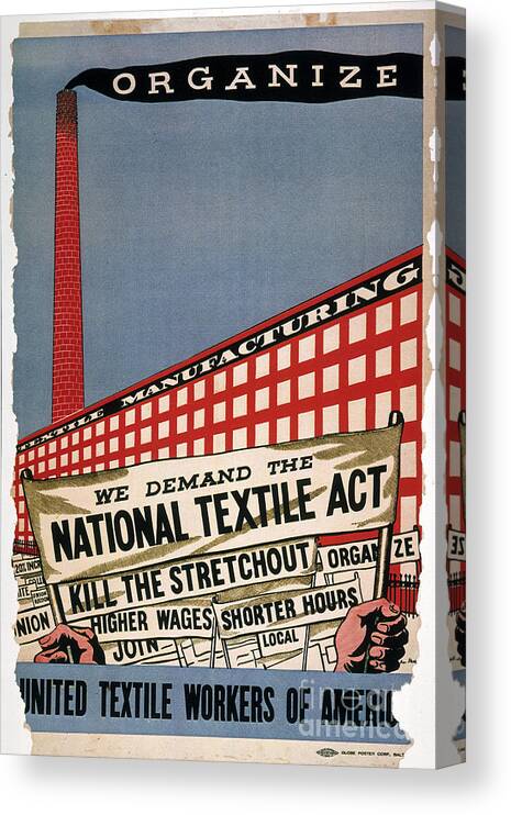 1935 Canvas Print featuring the drawing Labor Poster, 1935 by Granger