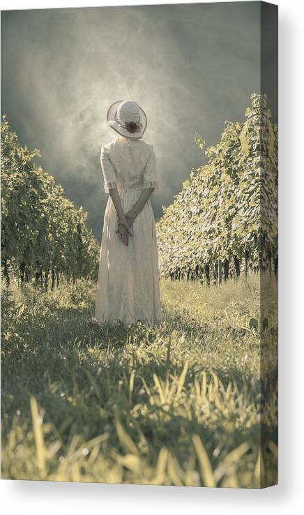 Female Canvas Print featuring the photograph Lady In Vineyard by Joana Kruse