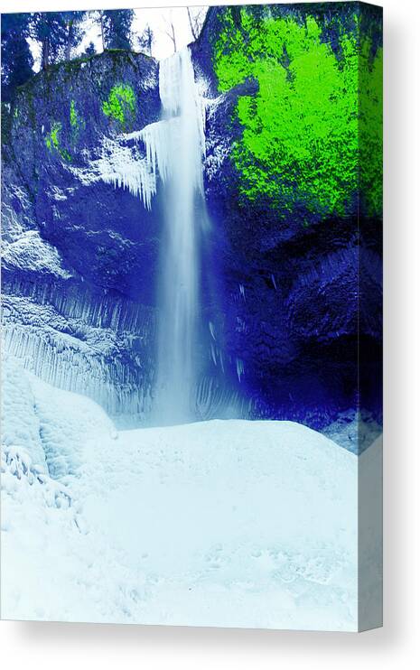 Waterfall Canvas Print featuring the photograph Latourell Falls in Winter by Jeff Swan