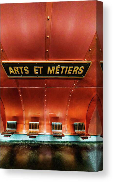  Paris Canvas Print featuring the photograph Les Arts et Metiers, Metro Station, Paris, France. by Maggie Mccall