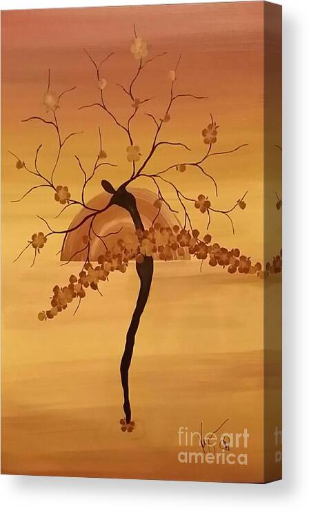 Tree Silhouette Canvas Print featuring the painting Life Song by Kym Loc