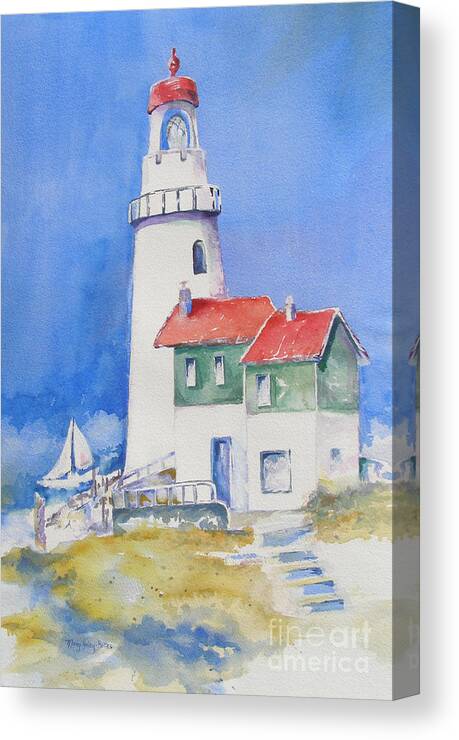 Lighthouse Canvas Print featuring the painting Lighthouse by Mary Haley-Rocks