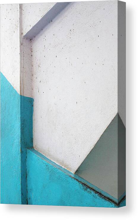 Minimalism Canvas Print featuring the photograph Lines and Blue Paint by Prakash Ghai