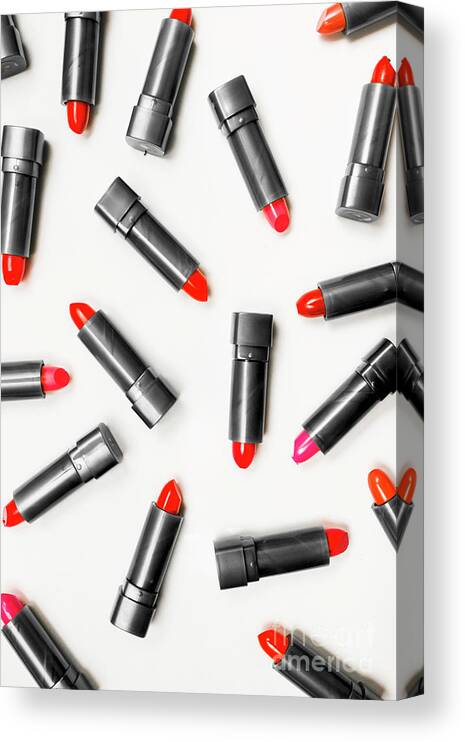 Cosmetics Canvas Print featuring the photograph Lipstick Makeup In Abstract by Jorgo Photography