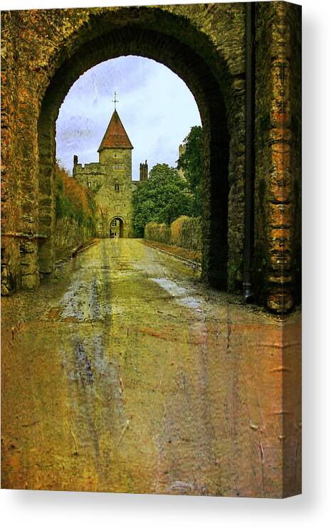 Lismore Castle Gate Canvas Print featuring the photograph Lismore Castle Gate by Martina Fagan