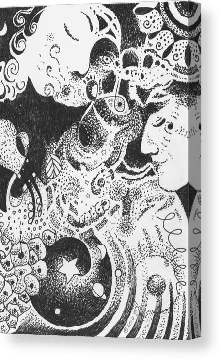 Kiss Of Life Canvas Print featuring the drawing Living and Loving by Helena Tiainen