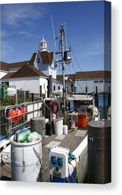 Lobster Boat Canvas Print featuring the photograph Lobster Boat at Gosman's Dock Montauk by Christopher J Kirby