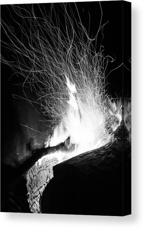 Background Canvas Print featuring the photograph Log Campfire Burning at Night by John Williams