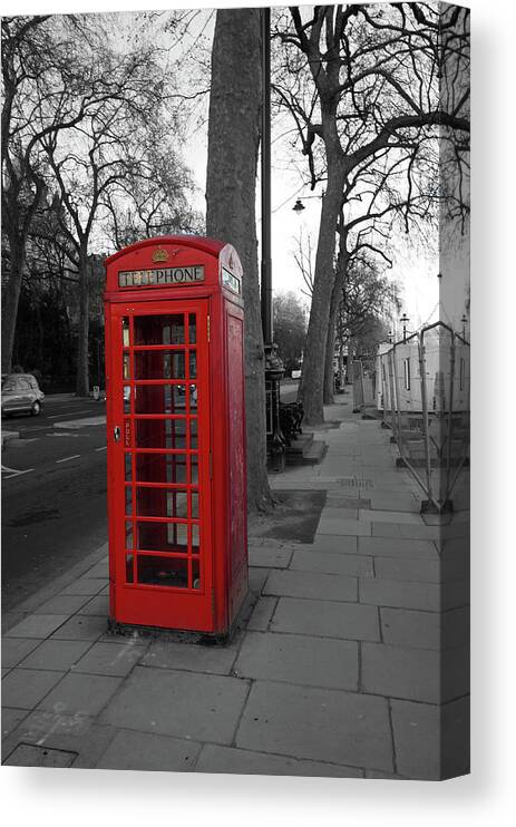Red Telephone Box Canvas Print featuring the photograph London Telephone Box by Aidan Moran