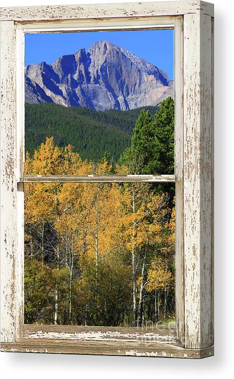 Windows Canvas Print featuring the photograph Longs Peak Window View by James BO Insogna