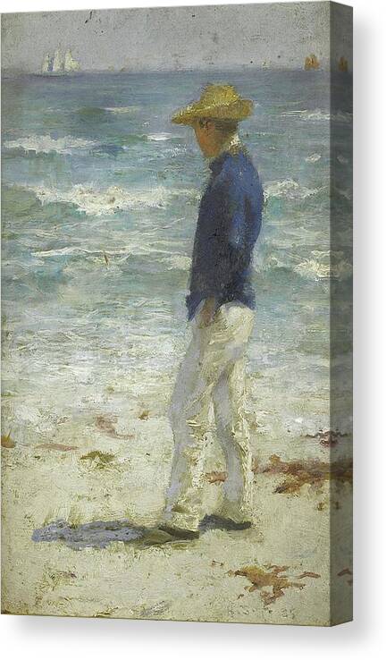 Looking Canvas Print featuring the painting Looking Out to Sea by Henry Scott Tuke