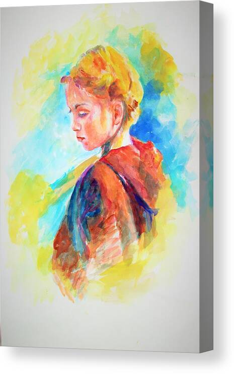 Portrait Canvas Print featuring the painting Looking pretty by Khalid Saeed