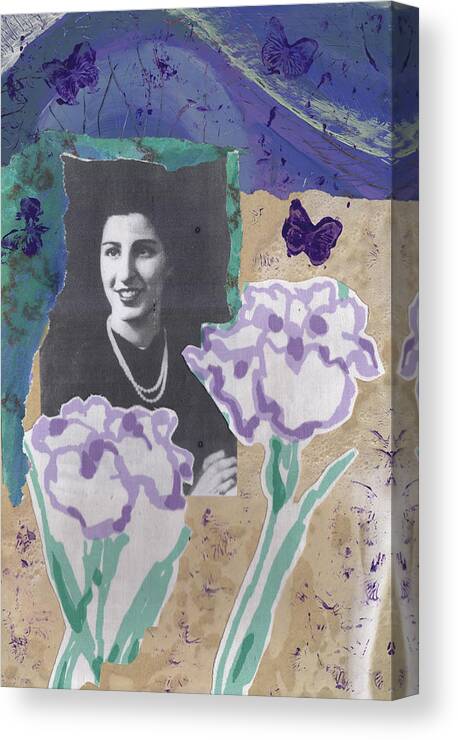 Family Canvas Print featuring the mixed media Louise in Boston 1944 In Memory of My Mother by Anne Katzeff