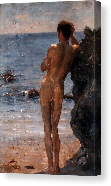 Lover Canvas Print featuring the painting Lover of the Sun by Henry Scott Tuke