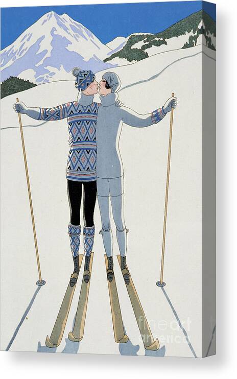 S Canvas Print featuring the painting Lovers in the Snow by Georges Barbier