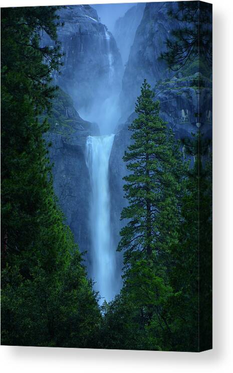 Lower Yosemite Falls Canvas Print featuring the photograph Lower and Middle Yosemite Falls by Raymond Salani III