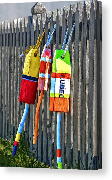 Lubec Buoys Canvas Print featuring the photograph Lubec Buoys by Marty Saccone