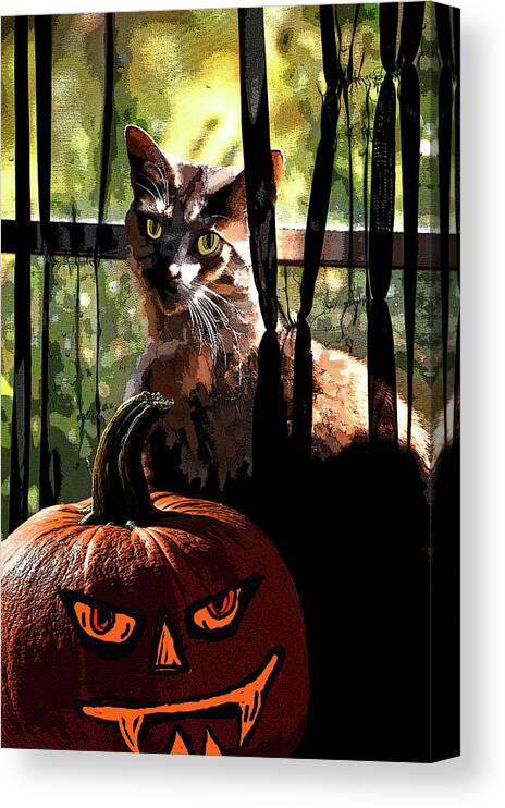 Halloween Canvas Print featuring the mixed media Lucy BOO by Lesa Fine