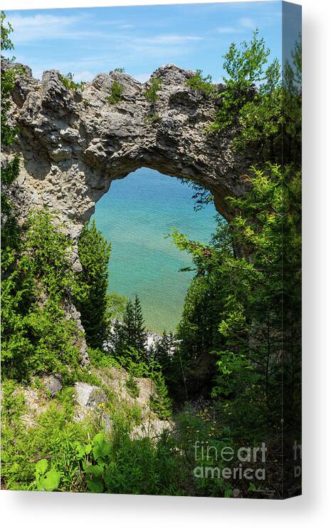 Mackinac Island Canvas Print featuring the photograph Mackinacs Arch Rock by Jennifer White