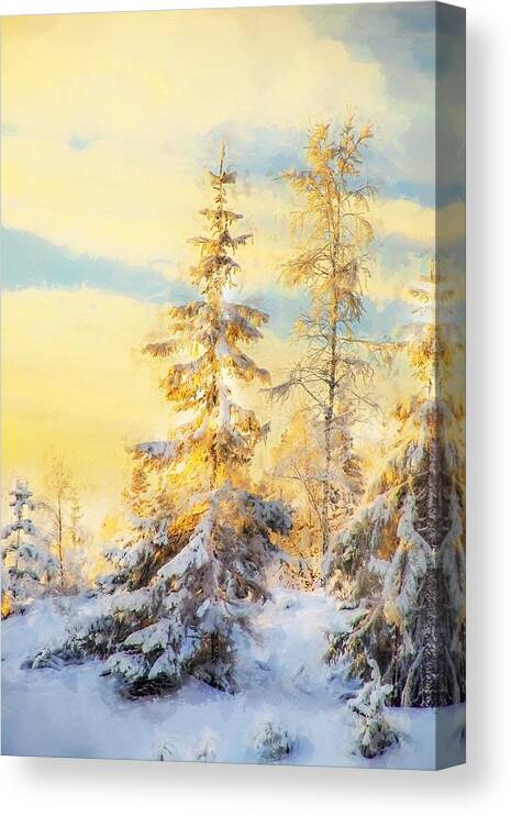 Magical Winter Landscape Canvas Print featuring the photograph Magical winter landscape by Rose-Maries Pictures