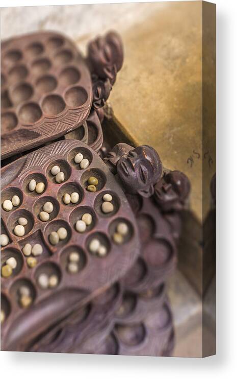 Zanzibar Canvas Print featuring the photograph Mancala board by David Taylor