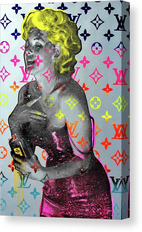 Acrylic Canvas Print featuring the painting Marilyn in Pink by Shane Bowden