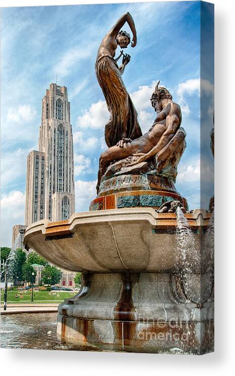 Mary Schenley Memorial Fountain Canvas Print featuring the photograph Mary Schenley Memorial Fountain Pittsburgh PA by Amy Cicconi
