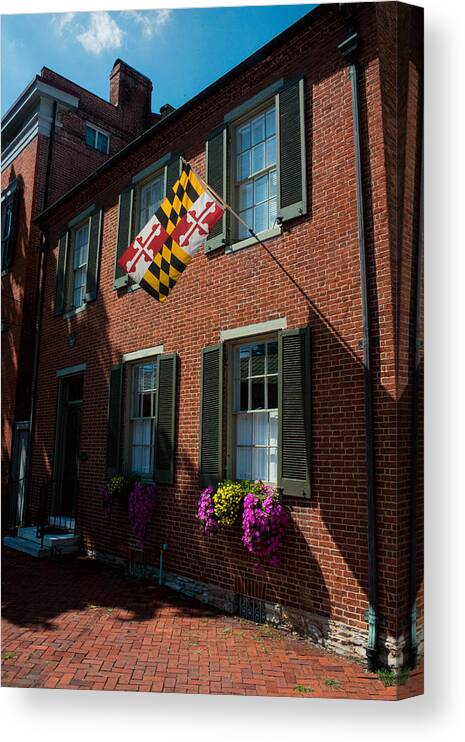  Canvas Print featuring the photograph Maryland Flag - Frederick MD by Dana Sohr