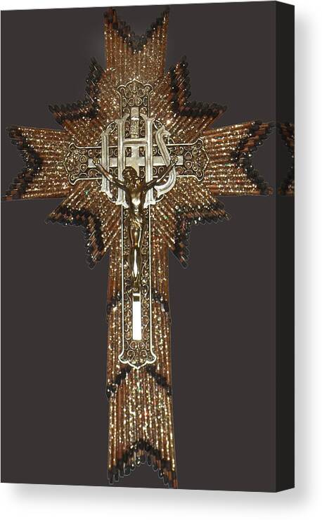 Cross Canvas Print featuring the photograph Matchstick Cross Crucifix by Anne Cameron Cutri