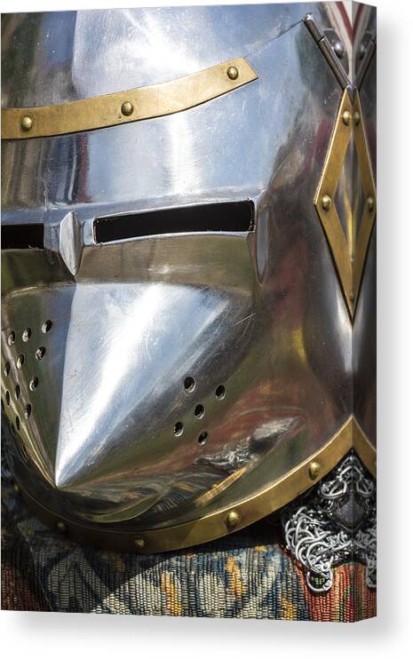 Medieval Canvas Print featuring the photograph Medieval Helmet #1 by Hazy Apple