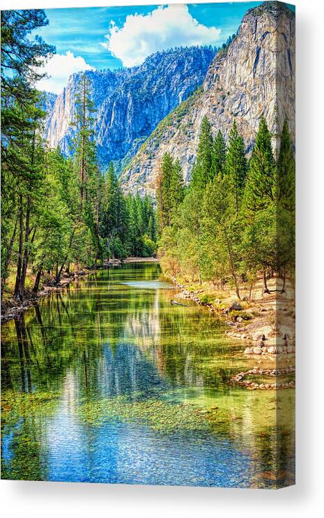 Landscape Canvas Print featuring the photograph Merced River by John M Bailey