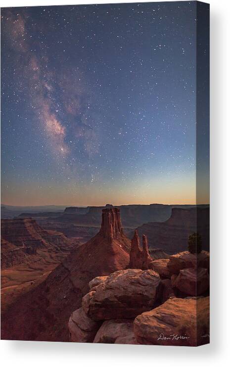 Moab Canvas Print featuring the photograph Milky Way at Twilight - Marlboro Point by Dan Norris